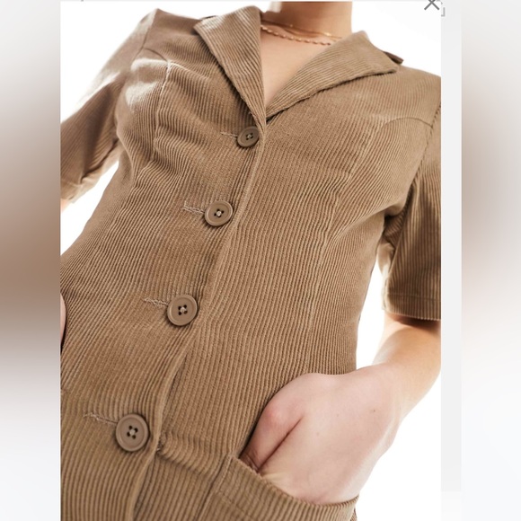 Button through cord mini dress - Picture 2 of 6